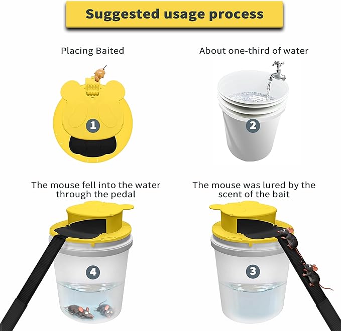 3 Packs Mouse Trap BucketAutomatic Reset Flip Mouse Traps Humane Rat Traps Indoor &ampOutdoor Use5 Gallon Bucket CompatibleReusable Mice Catching Tool