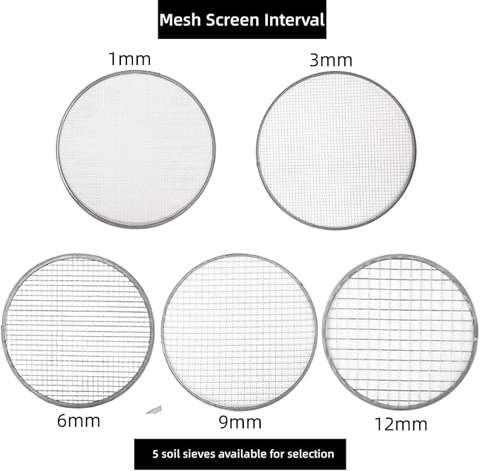 Garden Sieve Sifting Soil Sifter5 Sieve Mesh Filter Sizes and Shovel Stainless Stackable Gardening Sifting Screen Pan for Dirt Sand Rock Filtration Compost and Bonsai.