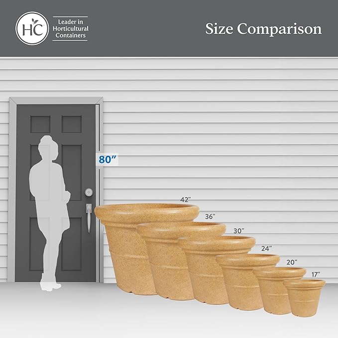 The HC Companies Terrazzo Large Round Plastic Plant Pot w/Rolled Rim - Lightweight &amp UV Resistant Gardening Pot for Herbs &amp More - Outdoor &amp Indoor Plant Pots w/Drainage (20” Clay Pack o