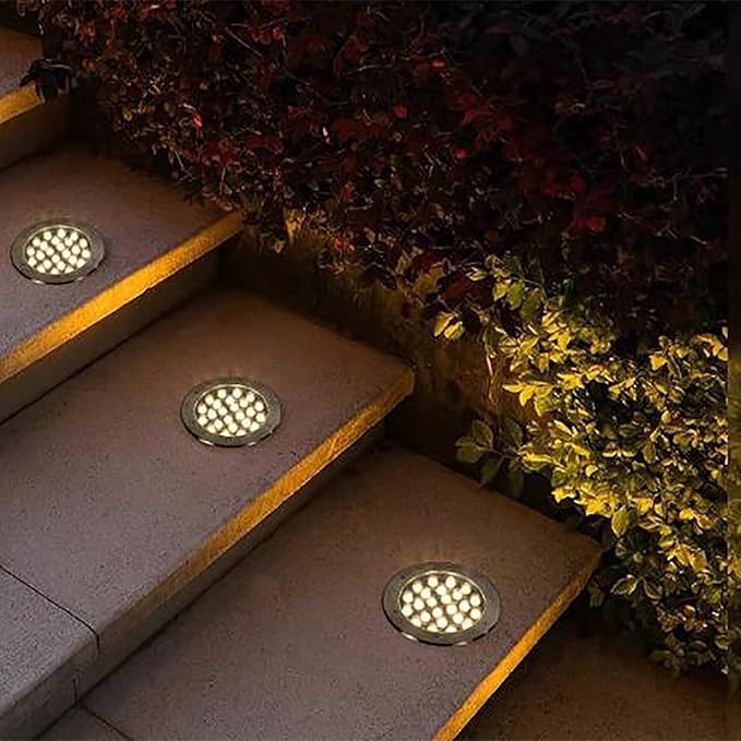 Outdoor Landscape Spotlights Outdoor Landscape Lights Low Voltage Round Recessed Ground Light for Lawn Terrace and Garden IP67 Waterproof Path Light Easy to Install Warm