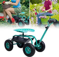 Donext Garden Cart Outdoor Rolling Garden with Wheels 360 Degree Swivel Seat Wagon Scooter with Steering Handle &amp Utility Tool Tray Green