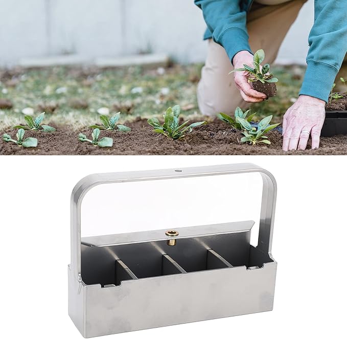 Manual Soil Block MakerSoil Blocker with Comfortable HandleSoil Block Maker with Handle 4 Cell Seed Blocker Stainless Steel Manual Seed Potting Blocking Tools