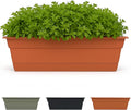 Bloem Dura Cotta Window Box Planter: 24 - Terra Cotta - with Tray Weatherproof Resin Box Removable Tray for Indoor &amp Outdoor Use Gardening 3 Gallon Capacity