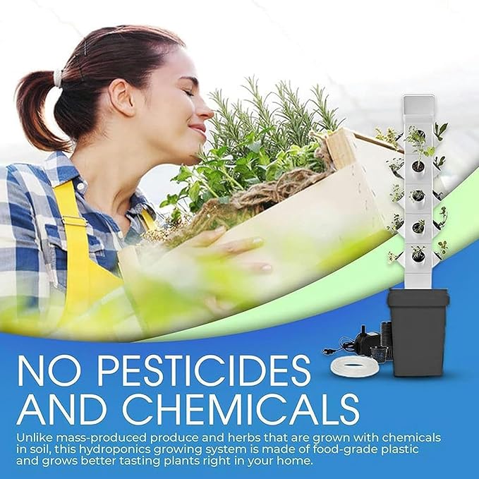12/16/20/24 Holes Garden Planter Hydroponics Tower Hydroponic Growing System Hydrating Pump +Timer + Adapterfor Herbs Net Pots Fruits Vegetables24Holes//1pc