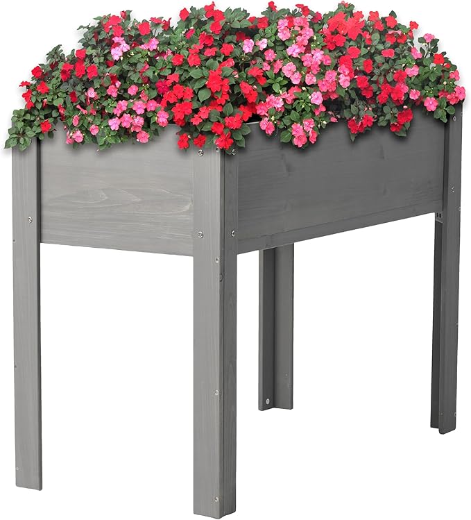 Elevated Raised Garden Bed with Legs - 31 HeightWooden Planter Box No-Bend Growing for Vegetables/Flowers/Herbs