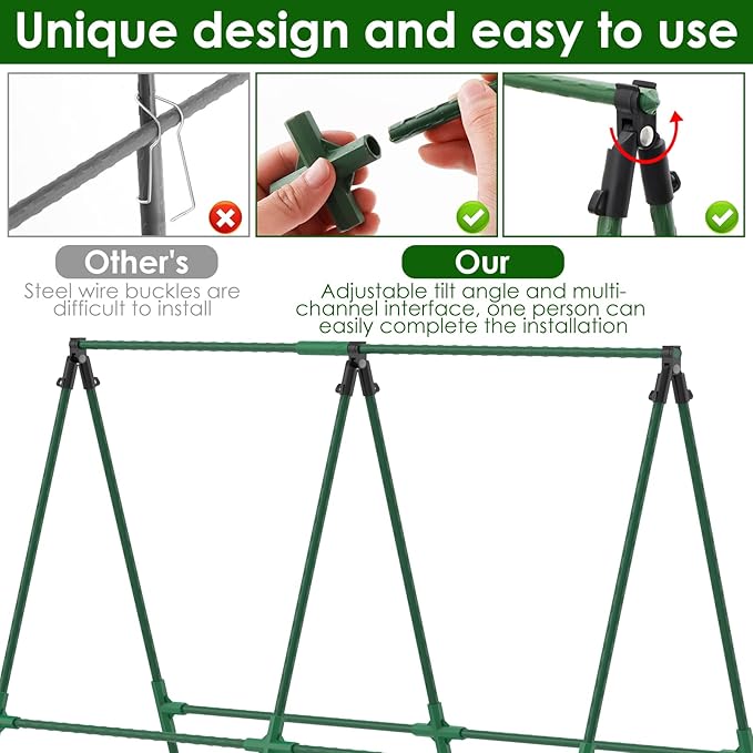 Cucumber Trellis A Frame Vegetable Trellis Easy to Install Cucumber Support Trellis Detachable Gardening Trellis Garden Climbing Frame for Climbing Tomato Vegetable