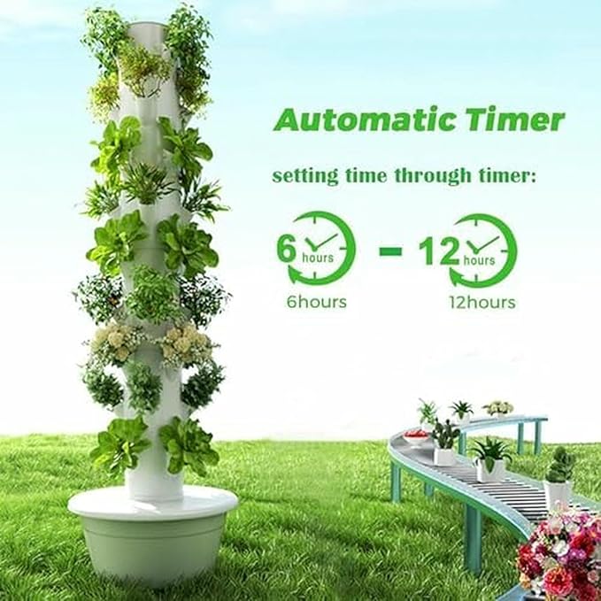 Vertical Hydroponics Tower Growing System - Indoor/Outdoor Planter Kit for Herbs Fruits &amp Vegetables for Gardening Enthusiasts-