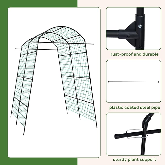 AGTEK 87in Garden Arch Trellis for Climbing Plants Garden Arches Support Structure Tall Metal Garden Tunnel Trellises Archway for Climbing Vine Vegetable Fruit Flower Squash Arbors