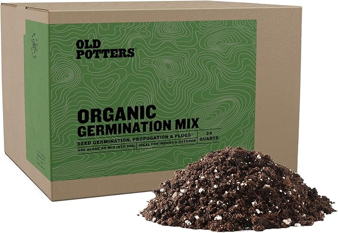 Old Potters Germination Mix with Peat Moss Fine Perlite &amp Vermiculite - Perfect for Seed Germination Plugs and Cutting Propagation - Balanced pH Enhanced Drainage and Aeration 24 Quarts.