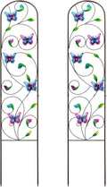 Set of 2 Metal Butterfly Garden Trellis for Climbing Plants Decorative Vegetables Flowers Vine Trellis for Outdoor Patio 60'' H x 12.5'' W Elegant Design (Butterfly)
