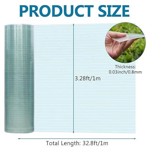 Rocomoco 32.8Ft x 3.28Ft Polycarbonate Sheet UV Resistant Clear Roofing Panels Insulated Rainproof Greenhouse Panels Suitable for Pergola Gardening Farming Sunroom
