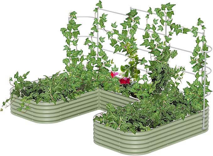Vego Garden Modular Wall Trellis System 11.5' Long for 7' x 11.5' Jumbo Size U-Shaped Garden Beds (Garden Beds Not Included)