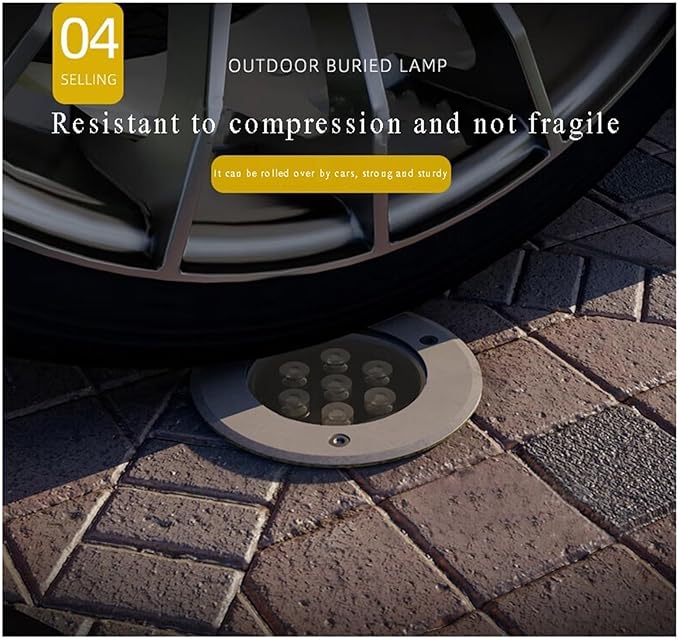 Round Outdoor Lawn Courtyard Underground Light - Ground Landscape Light Recessed Ground LED Spotlight IP66 Outdoor Waterproof Underground Light for Pathway YBlanc 9W