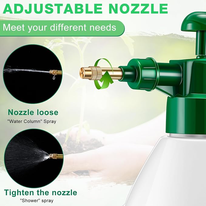 2 Pcs 50 oz Handheld Pump Spray Bottle Garden Mister Spray Bottles Lawn Pressure Hand Pump Sprayer with Adjustable Nozzle for Chemicals Watering Weeds Plants and Cleaning (Green)