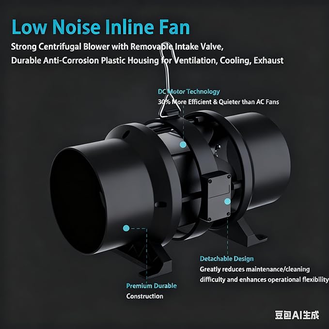 MELONFARM Air Filtration Kit 6 260 CFM Inline Duct Fan with Speed Controller 8 High Carbon Filter 8 Ft Ducting &amp Rubber Coupler Air Cooling and Filtration Kit for Grow Tent Hydroponics