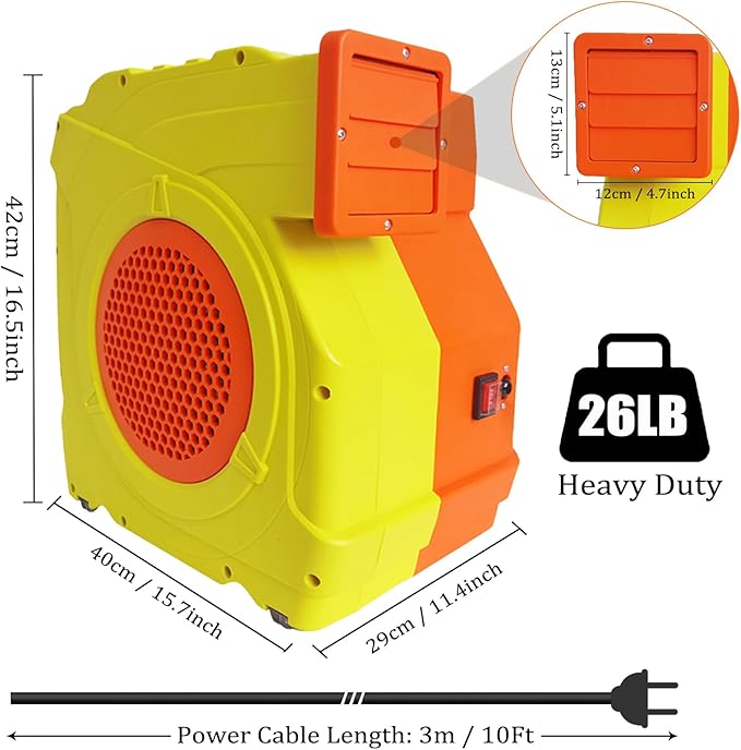 Bounce House Blower Dual - Mode 1300W / 1600W 1.7HP &amp 2.1HP Dual Speed Commercial Air Blower with Great Heat Dissipation Properties Super Strong Wind for Bouncy Castle Jump Slides Inflatables