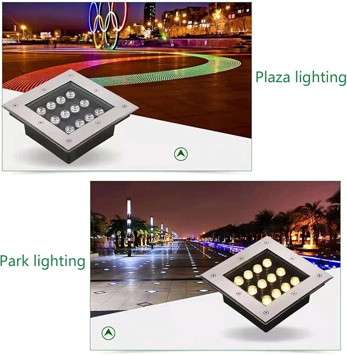 Square Underground Light Outdoor Ground Light IP66 Waterproof Garden Embedded Spotlight for Walkway Pathway Patio Step Deck Landscape Lamp AC85-110V
