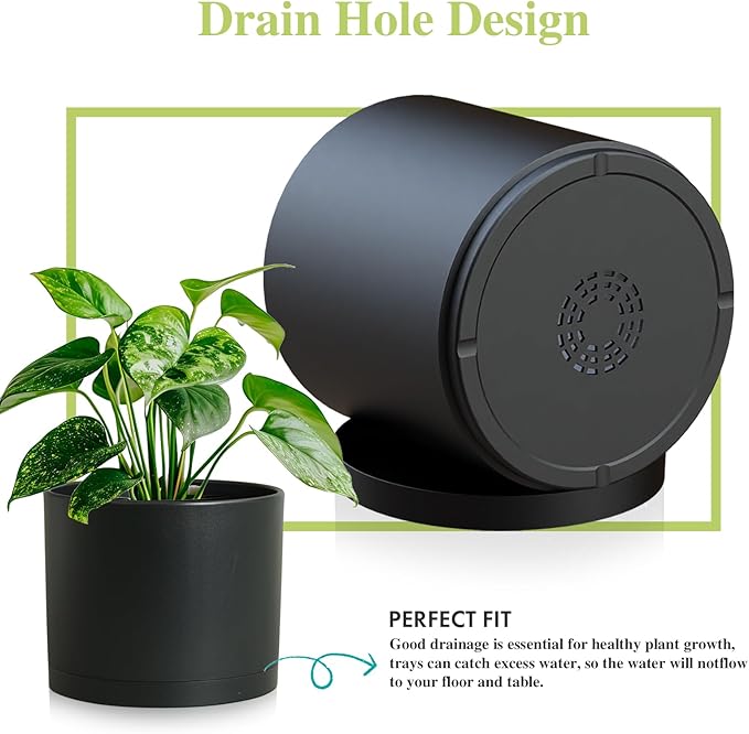 Large Plant Pots Set of 3 – 8 9 10 Indoor Flower Pots with Drainage Holes and Saucers Big Planters for Monstera Fiddle Leaf Fig Snake Plant – 5 Colors