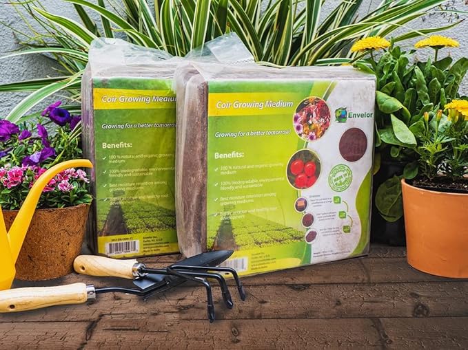 Coco Coir for Plants 2-Pack – 2.6 Cu. Ft. Compressed Coconut Coir Bricks 10 lb. Organic Low EC pH Balanced Coco Peat for Indoor &amp Outdoor Gardening Potting Soil Indoor Plant Soil