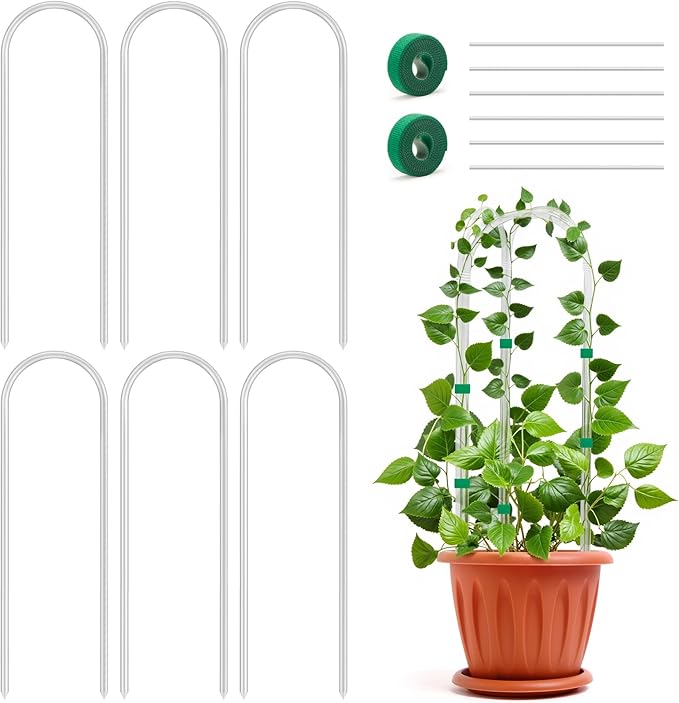 6 Pack U-Shape Acrylic Plant Trellis for Indoor Climbing Plants 16 Inch Small Plant Trellis Potted Plant Climber Support for Pothos Vine Ivy Houseplant