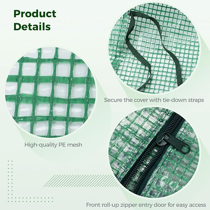 yeesport 56x56x76Inch PE Cover for Walk-in Greenhouse with Roll-Up Zip Panel Door PE Replacement Cover for Gardening and Growing Plants Outdoors with Front Roll-Up Zipper Entry Door