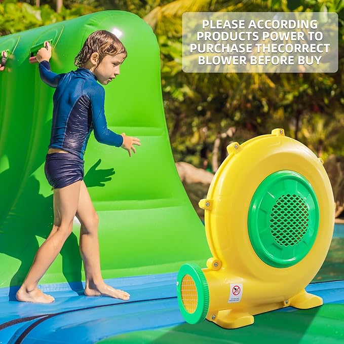 480W 0.64HP Air Blower QILEBA Powerful Inflatable Bounce House Blower Portable Electric Blower Fan Pump Perfect for Inflatable Bounce House Bouncy Castle Jumper Water Slid Blower Corded (480W)