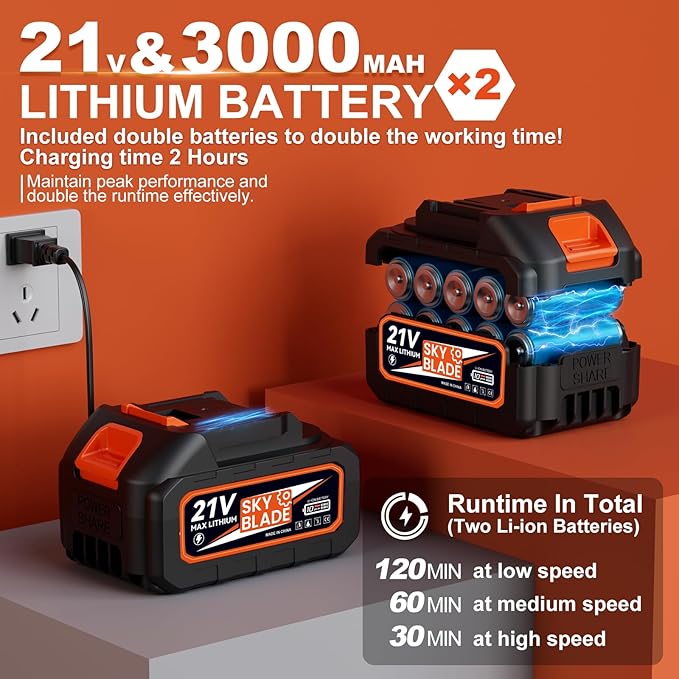Leaf Blower Cordless - Max. 500CFM &amp 160MPH Electric Leaf Blower with 2 X 3000 mah Battery 3 Speed Modes Blowers for Lawn Care Yard Garage Cleaning