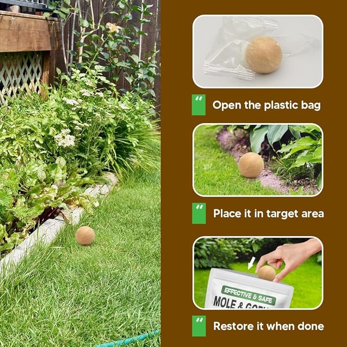 Mole Repellent Gopher Repellent Groundhogs Repellant Outdoor Vole Deterrent Armadillo Repellent for Lawns Keep Mole Out of Yard Get Rid of Gophers Covers Up to 120 Sq Ft-10Pcs