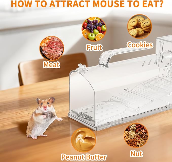 2025 Humane Mouse TrapSensitive Catch and Release Mouse Trap Indoor/Outdoor4Pack Reusable Mice Trap Non Killer for RatNo Touch ReleaseSmall Rodent Capture Cage Includes Cleaning BrushClipsGloves