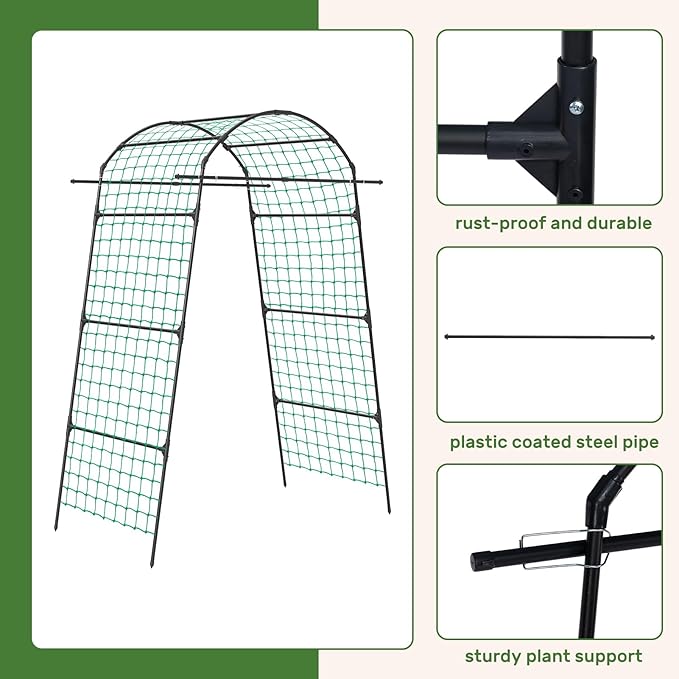 DOEWORKS 86 Inch Tall Garden Arch Trellis for Climbing Plants OutdoorTall Metal Garden Tunnel Trellises Archway for Climbing Vine、Vegetable、Fruit、Flower、Squash ArborsGarden Arches Support Structure