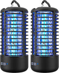 Rechargeable Bug Zapper （2 Pack） Portable Electric Mosquito Killer for Indoor &amp Outdoor Fly Trap for Camping Patio Garden Kitchen and Porch (Black)