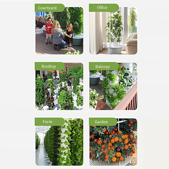 Hydroponics Tower Indoor Growing System Vertical Hydroponic Vegetable Growing Machine with Pump And Movable Water Tank Garden Planter Indoor Smart Garden Kitfor Both Indoor And Outdoor36 holes