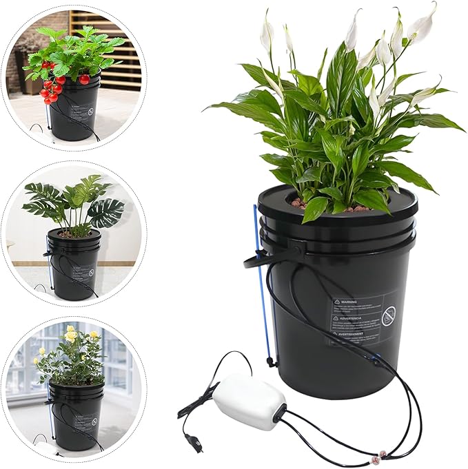 5 Gal Hydroponic Growing System Indoor Deep Water Culture with Drip Irrigation &amp Air Pump 8 Basket Kit for Vegetables Herbs Home Garden