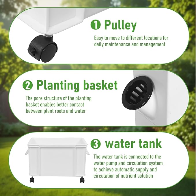 Hydroponic Tower Growing System with Pump and Wheels 20-Plant Vertical Garden Planter 5-Tier Indoor Herb Growing Kit Movable Hydroponics for Home Gardening Enthusiasts White 1 US Plug