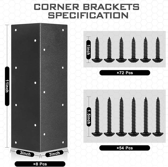 Set of 8 Raised Garden Bed Corner Brackets with Wood Screws for 20-24 Bed Rust Resistant Raised Bed Corners Metal Connectors 11 x 3 x 3 for Vegetable Planter Garden