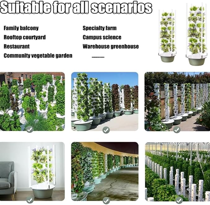 Hydroponics Growing TowerHydroponics Tower Garden Growing for Home GardenVertical Planter with LED LightHerbs and Vegetables (28holes)