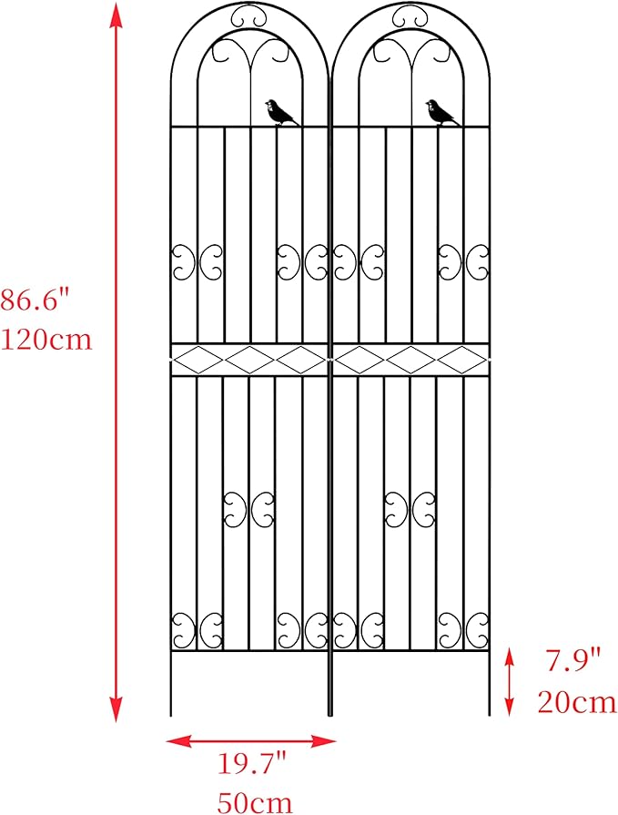 2-Pack 86.6 H x 19.7 W Rustic Metal Arched Garden Trellis – Rustproof Black Climbing Plant Support &amp Decorative Screen for Roses Clematis Cucumbers Patio Lawn &amp Courtyard