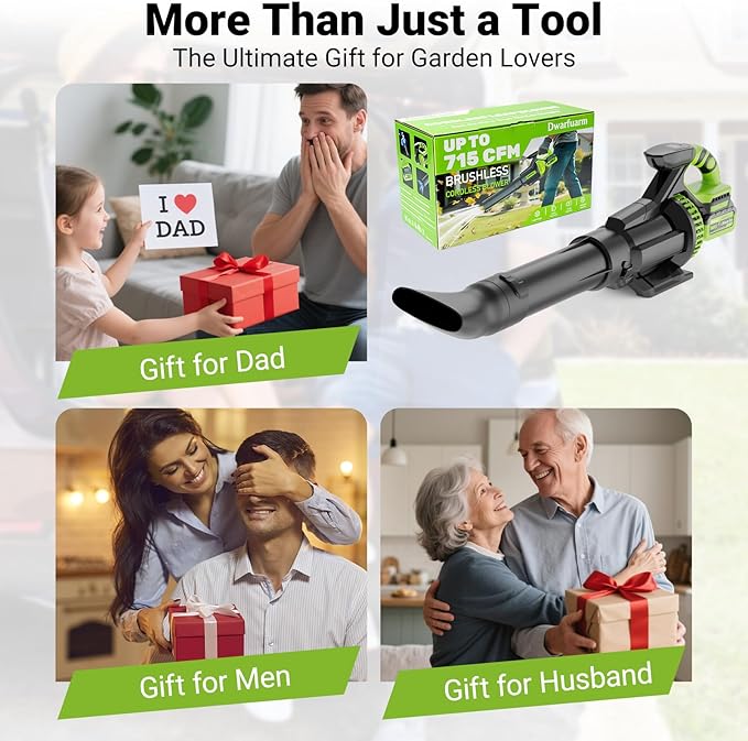 Cordless Leaf Blower with 715 CFM 35000 RPM Brushless Motor Lightweight Electric Blower with LCD &amp 3-Speed Modes Battery Powered with 2×4.0Ah Batteries &amp Charger for Lawn Care Yard Patio
