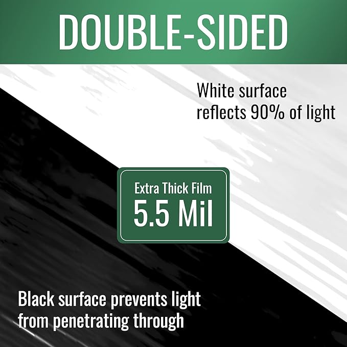 DL Wholesale Black and White Panda Film Plastic Sheeting Heavy-Duty for Light Reflection Greenhouse Poly Film 10' x 10' 5.5 Mil Thick