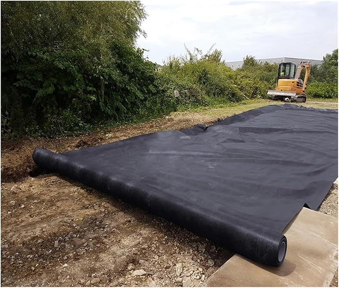 Geotextile Membrane 1m/1.5m Wide Landscape Weed Barrier for French Drain/Retaining Wall/Driveway Liner Artificial Grass Felt Fabric(Black1mx35m/3.3ftx115ft)