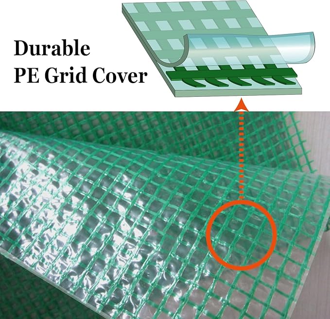 YardGrow Greenhouse Replacement Cover for 10x5x7'H Outdoor Lean to Walk-in Wall Greenhouse Portable Waterproof Hot House (Green)