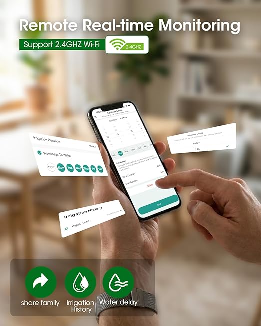 Automatic Watering System for Potted Plants[Wi-Fi &amp App Control] Smart Plant Watering Devices for Indoor Outdoor Automatic Drip Irrigation System Device Kit-USB ChargingWater 10 Plants
