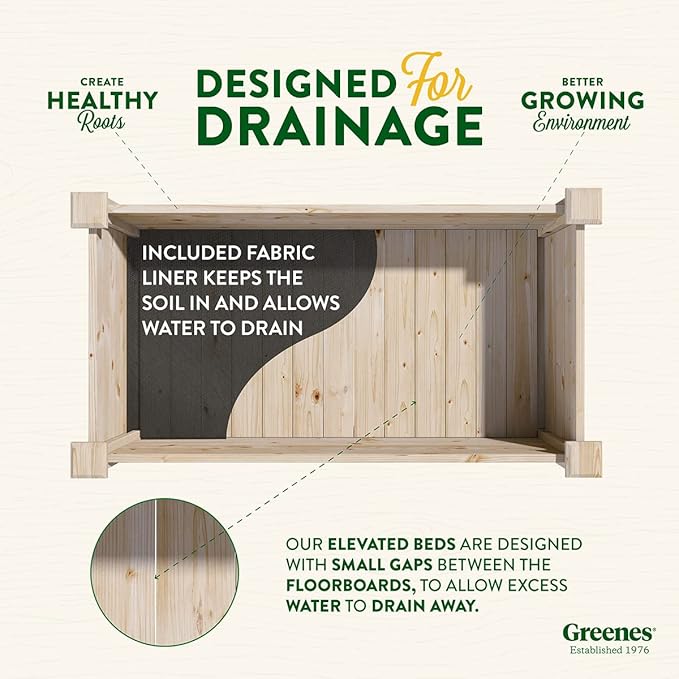 Greenes Fence Original Pine Elevated Garden Bed 24 x 48 x 31 - Made in USA with American Pine