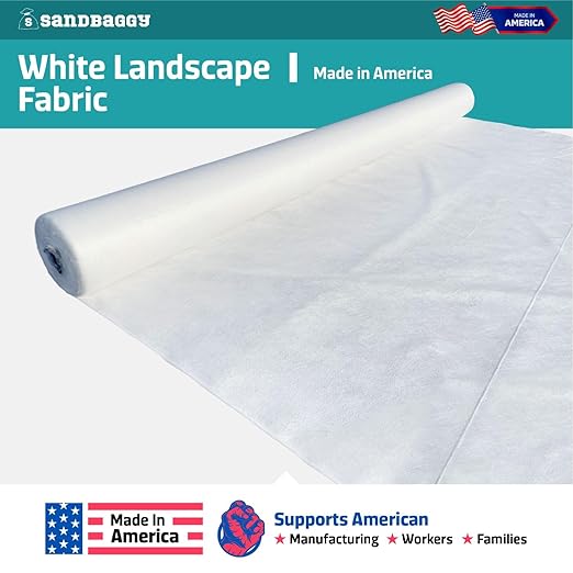 Sandbaggy White Landscape Fabric - Non-Woven Geotextile 8 oz - Toughest on The Market - Lasts 50 Year - Made in USA (15 ft x 50 ft White 1)