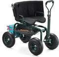 VEVOR Garden Seat with Wheels Rolling Garden Stool with Height Adjustable &amp 360° Swivel Seat 400lbs Weight Capacity Gardening Cart Bench Ergonomic Backrest &amp Tool Storage for Yard Patio
