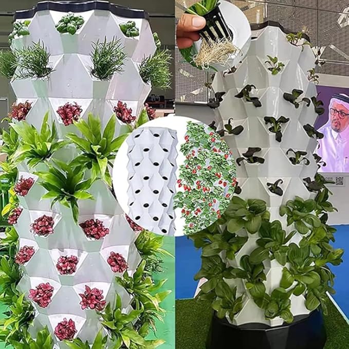 Hydroponic Tower Hydroponic Grow Kit with Hydro Pump Garden Hydroculture Growing Vertical Tower for Fresh Herb Garden Fruits Vegetables6Floors