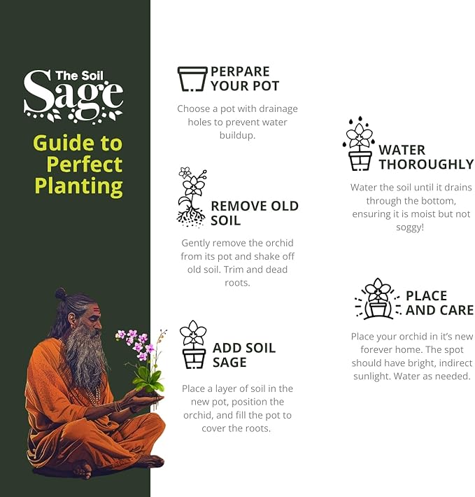 Soil Sage Premium Orchid Potting Mix - 5 qt. U.S.A. Made Orchid Soil Blend with Pine Bark Sphagnum Moss Charcoal Coconut Coir Pumice &amp Mycorrhizae for Healthy Roots - Improved Drainage &amp
