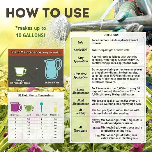 Nature's Wonder Plant &amp Turf Booster 30 oz | Organic Soil Conditioner &amp Root Booster for Plants - Concentrated Liquid Biostimulant with Fulvic Humic Acid for Plants Potting Soil Flowers &am