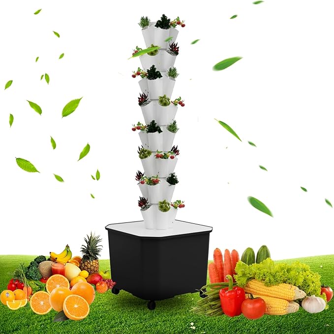 Aeroponic Tower Garden System Tower Garden Growing System Vertical Farming Tower with Pump Soilless Cultivation Growing System(140cm/55in)