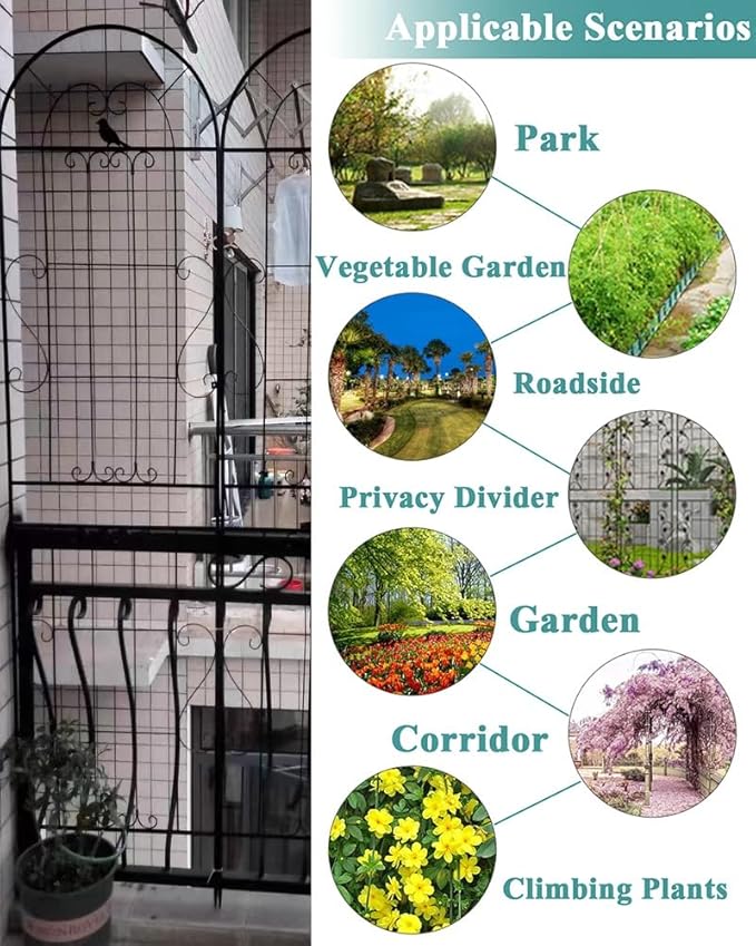 1 Pack Large Garden Trellis for Climbing Plants 6ft/6.8ft Heavy Duty Rustproof Plant Trellis for Patio Lawn Yard Backyard Wall Brackets (Color : Black- 210cm-82.6in Size : 5pcs)